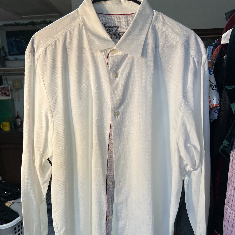 Tommy Bahama Denim Lightweight White Long-Sleeve Button Up SZ XL